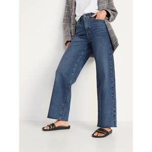 Old Navy Extra High-Waisted Cut-Off Wide-Leg Jeans - 14 - NWT!